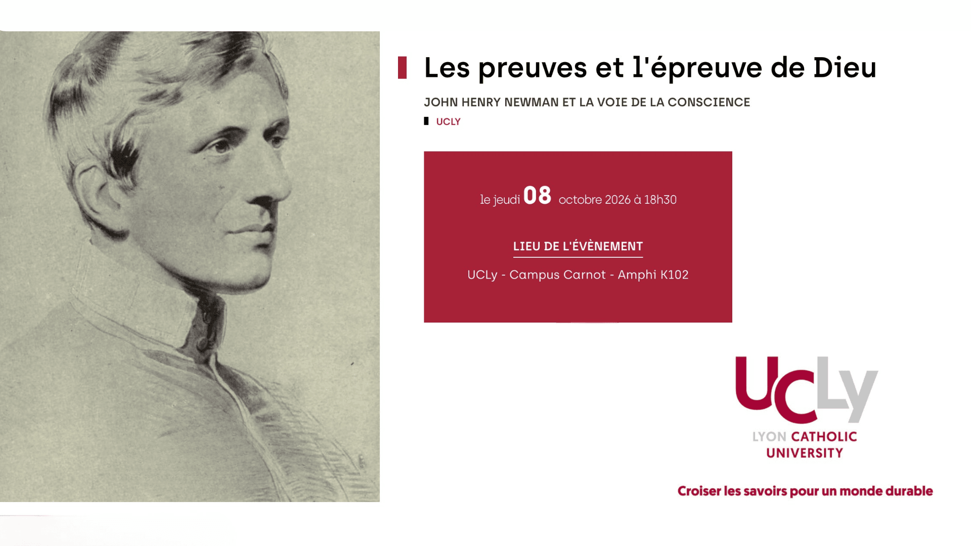 UCLy - Les preuves et l’épreuve de Dieu — John Henry Newman et la voie de la conscience